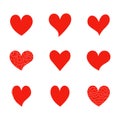 Set of red hearts of different shapes Royalty Free Stock Photo