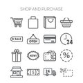Set of simple icons for shop, market, bank and