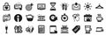 Set of simple icons, such as Engineering, Info, Add gift. Vector