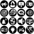Set of simple icons on a theme Advertising, marketing, business, news, work, telemarketing, promotion, communication, internet , Royalty Free Stock Photo