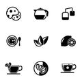 Set of simple icons on a theme Biscuits, tea, drink, coffee, lemon, lime, vector, set. White background Royalty Free Stock Photo