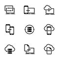 Set of simple icons on a theme Data exchange, vector, design, collection, flat, sign, symbol,element, object, illustration, Royalty Free Stock Photo