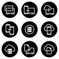Set of simple icons on a theme Data exchange, vector, design, collection, flat, sign, symbol,element, object, illustration, Royalty Free Stock Photo