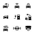Simple vector icons. Flat illustration on a theme Driverless autonomous car