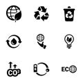 Set of simple icons on a theme Ecology, cleanliness, energy, vector, set. White background Royalty Free Stock Photo