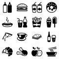 Simple vector icons. Flat illustration on a theme Fast food, drinks, Cafe Royalty Free Stock Photo