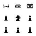 Simple vector icons. Flat illustration on a theme Game, chess, competition, sport