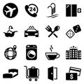 Set of simple icons on a theme Hotel, overnight, moving, vector, design, collection Royalty Free Stock Photo
