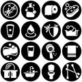 Set of simple icons on a theme Hygiene, sanitation, latrine, vector, design, collection, flat, sign, symbol,element, object,