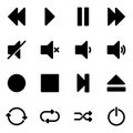 Simple vector icons. Flat illustration on a theme Media player Royalty Free Stock Photo