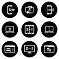 Set of simple icons on a theme Mobile payment, vector, design, collection, flat, sign, symbol,element, object, illustration, Royalty Free Stock Photo