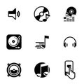 Simple vector icons. Flat illustration on a theme Music, sound, wave, disc, vinyl