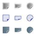 Set of simple icons on a theme paper with folded corners of the page, vector, design, collection, flat, sign, symbol,element,