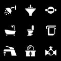 Set of simple icons on a theme Plumbing, shower, bathroom, coziness, bathroom, vector, set. Black background