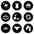 Set of simple icons on a theme Pool, vector, design, collection, flat, sign, symbol,element, object, illustration, isolated. White Royalty Free Stock Photo