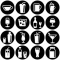 Set of simple icons on a theme Restaurant, alcohol, glass, dishes, drinks, bar, cold, hot, strong, vector, set. White background Royalty Free Stock Photo