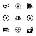 Set of simple icons on a theme secure connection, vector, design, collection, flat, sign, symbol,element, object, illustration,