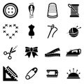 Simple vector icons. Flat illustration on a theme sewing equipment and needlework Royalty Free Stock Photo