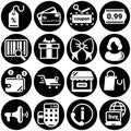 Set of simple icons on a theme Shopping, trade, e-commerce, money, buying, selling, credit, shop, internet , vector, set, flat,