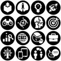 Set of simple icons on a theme start up, Project, business, vector, design, flat, sign, symbol, object, illustration. White Royalty Free Stock Photo