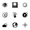 Simple vector icons. Flat illustration on a theme Sun, summer