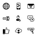 Simple vector icons. Flat illustration on a theme Thumb up, conversations, social communications, networks, internet Royalty Free Stock Photo