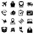 Simple vector icons. Flat illustration on a theme Transportation, logistics, cargo Royalty Free Stock Photo