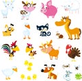 Set of simple images of farm animals - vector Royalty Free Stock Photo