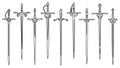 Set of simple images of rapiers and epees drawn in art line style. Royalty Free Stock Photo