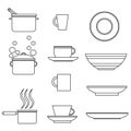 A set of simple kitchen utensils. Vector icons on the theme of food and cooking Royalty Free Stock Photo