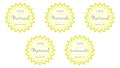 Set of labels with the words 100% natural, colors, sun, isolated