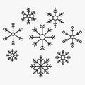 Set of Simple light snowflake symbol design Royalty Free Stock Photo