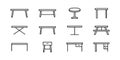 Set of 12 Simple Line Drawings of Different Table Designs Royalty Free Stock Photo