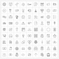 Set of 81 Simple Line Icons of beep, sound, board, farm, wind