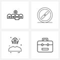 Set of 4 Simple Line Icons of brace; avatar; tooth; tool; avatar