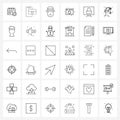 Set of 36 Simple Line Icons of lock, computer, farmer, website, web layout Royalty Free Stock Photo