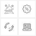 Set of 4 Simple Line Icons of Pamela, repeat, fashion, percent, circle