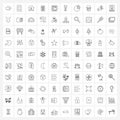 Set of 100 Simple Line Icons of school, education, dollar, laptop, dustbin