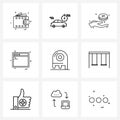 Set of 9 Simple Line Icons of science, alien, money, tech m, web layout