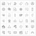 Set of 36 Simple Line Icons of stop, monitor, chat, stationary, eraser