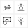 Set of 4 Simple Line Icons of telephone; message; technology; window; gear Royalty Free Stock Photo