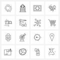 Set of 16 Simple Line Icons of, valentine, beauty, love, xml