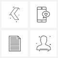 Set of 4 Simple Line Icons for Web and Print such as arrow, document, left, mobile, file