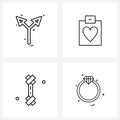 Set of 4 Simple Line Icons for Web and Print such as arrows, knotted, arrow, love, shop