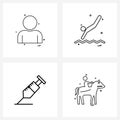 Set of 4 Simple Line Icons for Web and Print such as avatar; medical; swimming; sports; horse Royalty Free Stock Photo