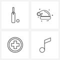 Set of 4 Simple Line Icons for Web and Print such as ball, hospital, sport, chritsmas,sign