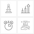 Set of 4 Simple Line Icons for Web and Print such as business, elapsed, strategy, chart, time