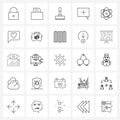 Set of 25 Simple Line Icons for Web and Print such as comment, atom, education, science, add