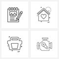 Set of 4 Simple Line Icons for Web and Print such as copywriting, shop, notebook, house, basket