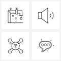 Set of 4 Simple Line Icons for Web and Print such as eco, smart, water, speaker, massage